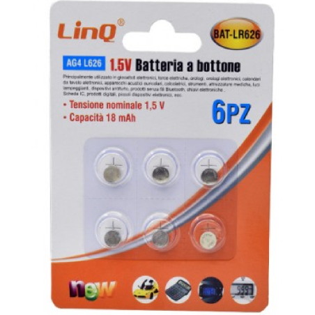 Piles Bouton AG4 L626 1.5V 18mAh x6pcs LinQ B | Smarty Paris